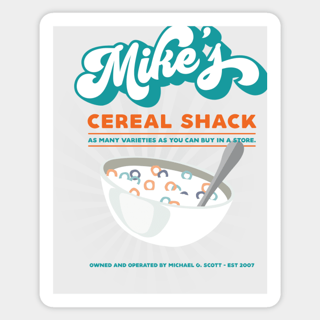 Mike's Cereal Shack Sticker by Cat Bone Design